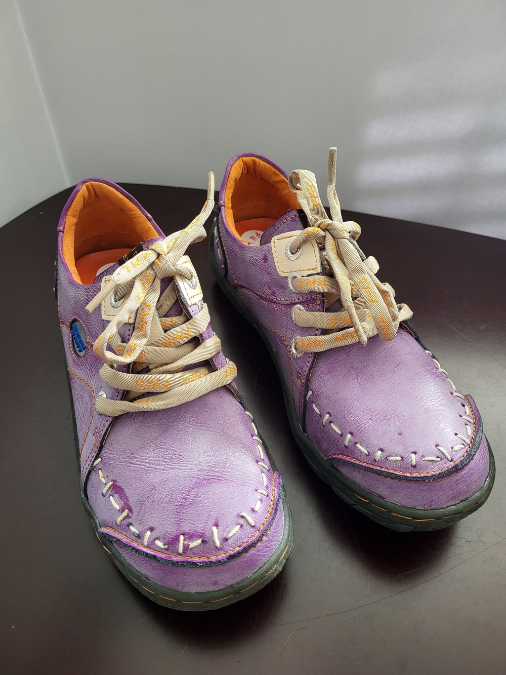 TMA EYES Womens Shoes Stitched Leather Walking Sneakers Lace Up Purple Size 9.5